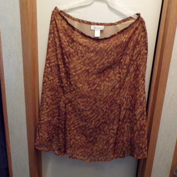 Rena Rowan brown and tan lined size 18 skirt - Picture 1 of 1